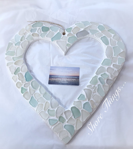 Sea Glass Heart Wreath