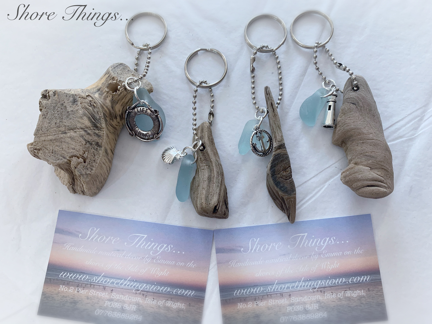 Driftwood & Sea Glass Keyring